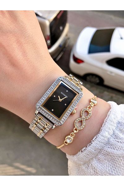 Homies Brand Steel Case - Women's Wristwatch and Gift Bracelet Set