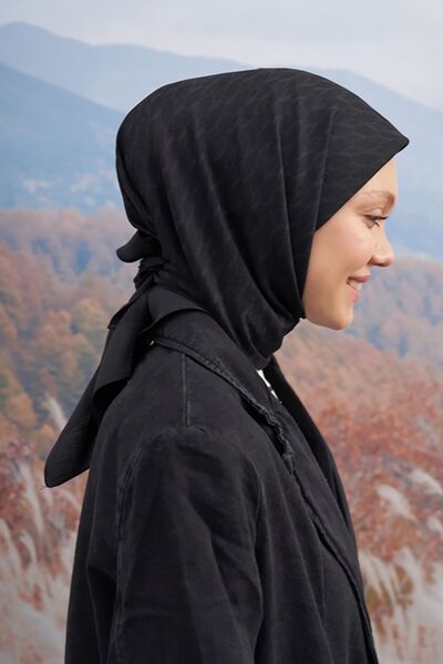 ARMANDA Κασκόλ με μοτίβο από βαμβάκι - Μαύρο