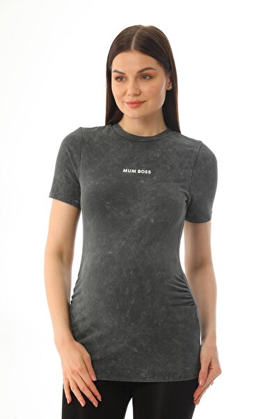 MEGHAN L.A Anthracite Maternity Stretchy Cotton Soft Fabric Blouse