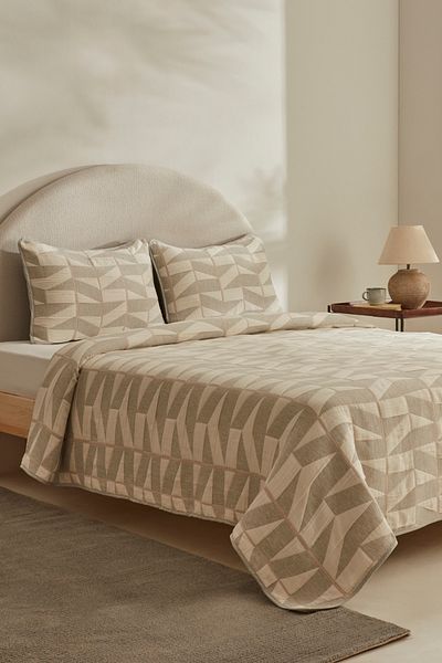 Karaca Home Light Gray Estella Double Bed Cover Set