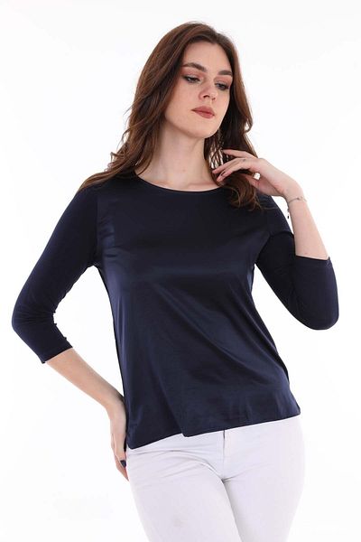 MEGHAN L.A Satin Front Long Sleeve Blouse