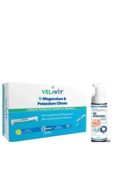 Velavit V-Magnesium Potassium Citrate Takviye Edici Gıda 20 Saşe- Diş Beyazlatıcı Köpük Hediye