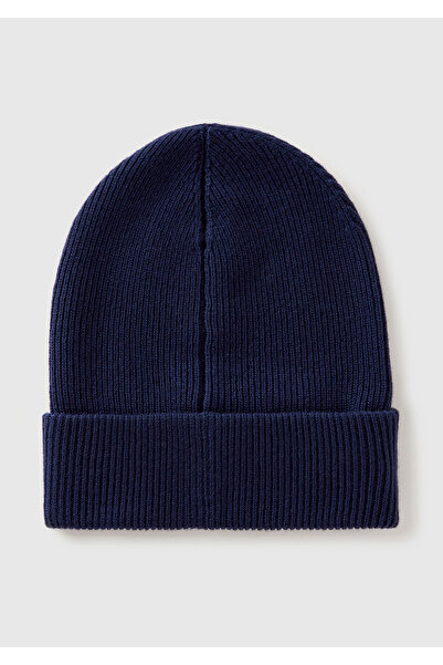 United Colors of Benetton Чоловіча дитяча синя шапка з логотипом, в'язана