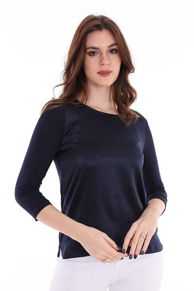 MEGHAN L.A Satin Front Long Sleeve Blouse