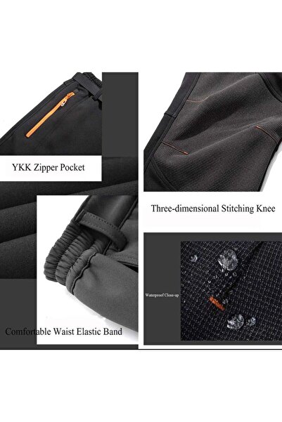 ARDSU Erkek Kar Kayak Pantolonu Su Geçirmez  Açık Hava Yürüyüş Seyahat Polar Yalıtımlı Kış Pantolonu