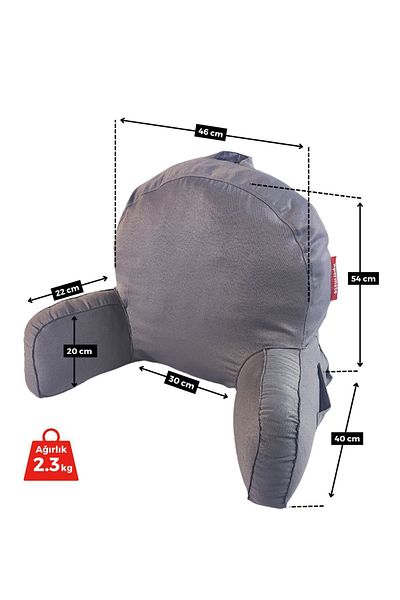 XPERMATE Anthracite Ergodestek - Back Cushion and Lumbar Pillow, Zippered Sleeves, Post Surgery Tv Pillow
