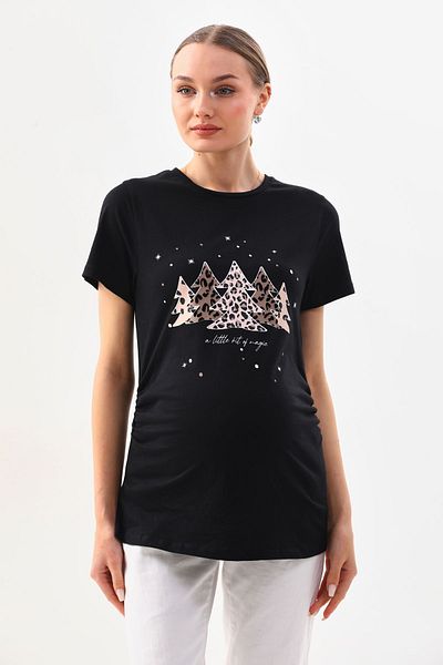 MEGHAN L.A Black Pregnant Printed T-Shirt