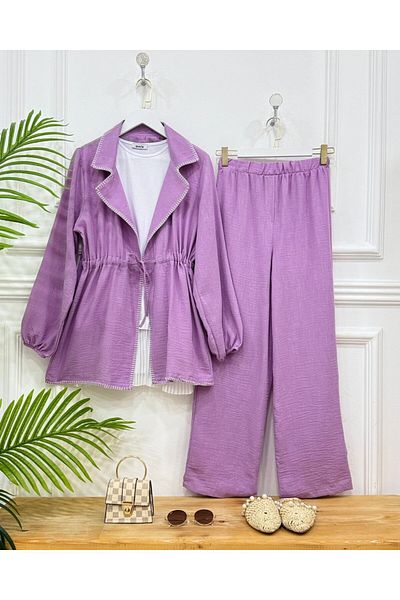 onix Lilac Semma Linen Set