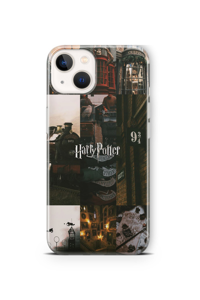 Space Star iPhone 13 Uyumlu Harry Potter Kolaj Tasarım Baskılı Şeffaf Kılıf