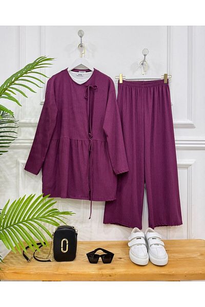 onix Plum İzzinazDouble Set with Kimono