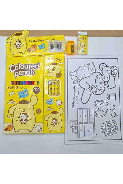 Meyra Accessories Sanrio Kawaii Stationery Painting Set - Eraser Pencil, Shaved Kuromi, My Melody Cinnamorol PomPom
