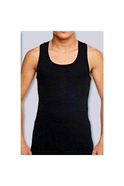 Seher Yıldız Ανδρικό Αθλητικό Μαύρο Ribbed Rambo Singlet 12 τεμαχίων