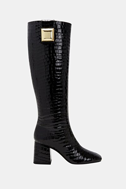 Katy Perry Geminni Black Croco Women's Heeled Boots