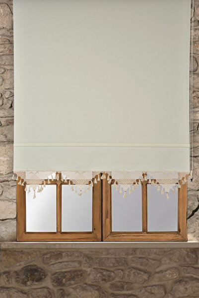 VANESSA PERDE Etek Tığ İşi Saçaklı Otantik Keten Stor Perde