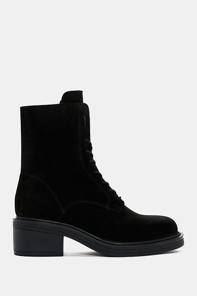 Bestyle Cizme cu toc din piele de piele intoarsa neagra Archer