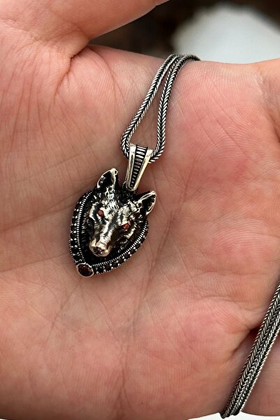 cheetah quality Kurt Zirkon Taşlı 925 Ayar Gümüş Erkek Kolye