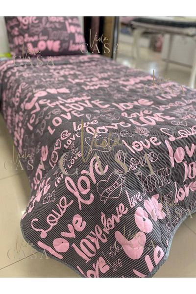 Violacasa Cuvertură de pat matlasată de o persoană Love Grey