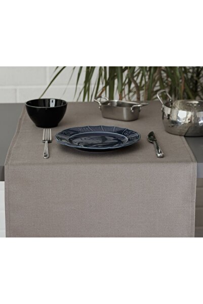 MASSARELLI Plain Linen Mink Runner 40x140 cm