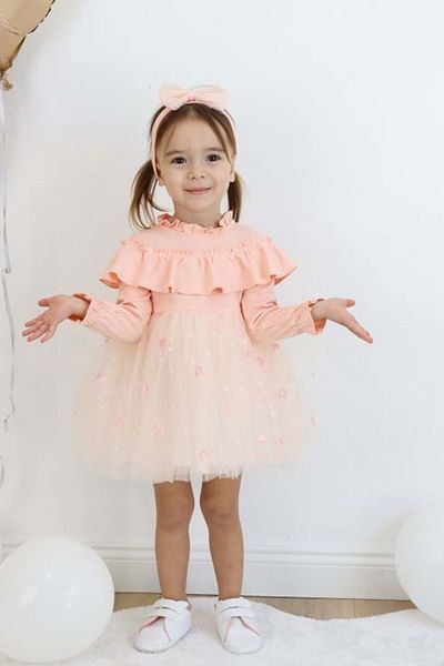 Serkon Powder Color Heart Tulle Valon Dress - 152.0569