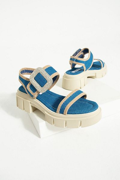 Bestyle Meena Women - Sandale din denim cu detalii în piatră