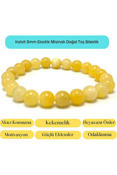 YILDIZ DOĞAL TAŞ Sertifikalı Kalsit 8mm Elastik Misinalı Doğal Taş Bileklik