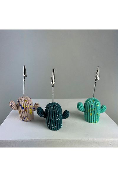 oasis decoration Cream Ice Green Dark Green Cactus Splash 3-Piece Note Holder Set