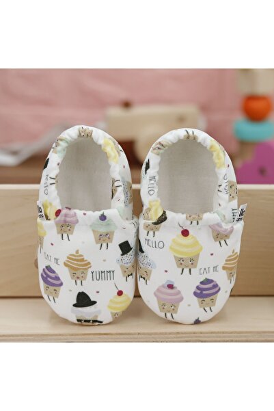 Ella Bonna Cupcake Patterned Baby Booties - Non-Slip Sole, Home Boot Slippers, Nursery Slippers