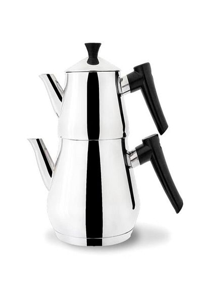 Bayev Pyramid Steel Teapot Bakelite Handle Stylish Teapot Set Black Family Size