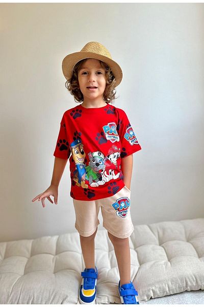 SACRO KİDS Boy's Paw Patrol Printed Shorts and T-Shirt Set