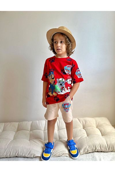 SACRO KİDS Boy's Paw Patrol Printed Shorts and T-Shirt Set