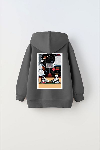 The Champ Clothing Полар с качулка отвътре I Love This Game Basketball Printed Smoked Unisex Детски суичър
