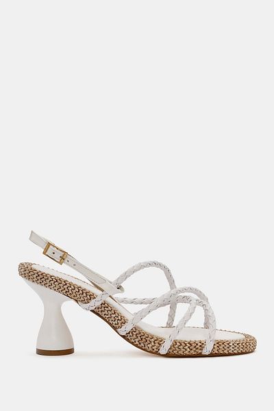 Bestyle Women's White Corded Butterfly Heeled Sandals