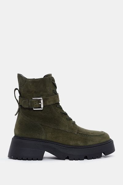 Bestyle Hank Γυναικείες - Χακί Suede Δερμάτινες Μπότες, Πόρπη