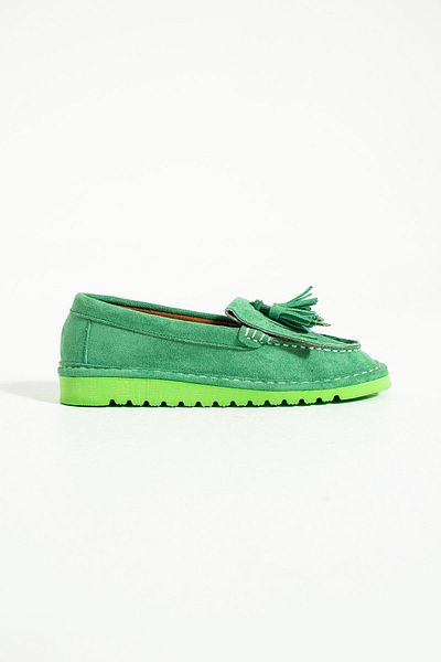 Bestyle Green Tasseled Simon Women's Loafer