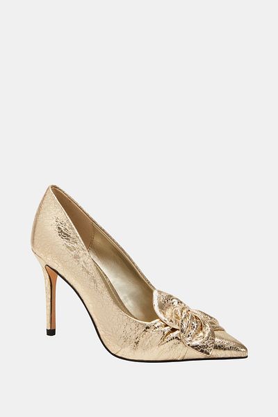 Katy Perry The Revival Bow Women's Gold Ribbon Heeled Shoes