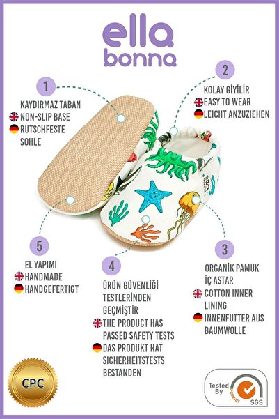 Ella Bonna Non-Slip Sole Sea Animals Baby Booties, Home Boots Slippers Nursery Shoes Slippers