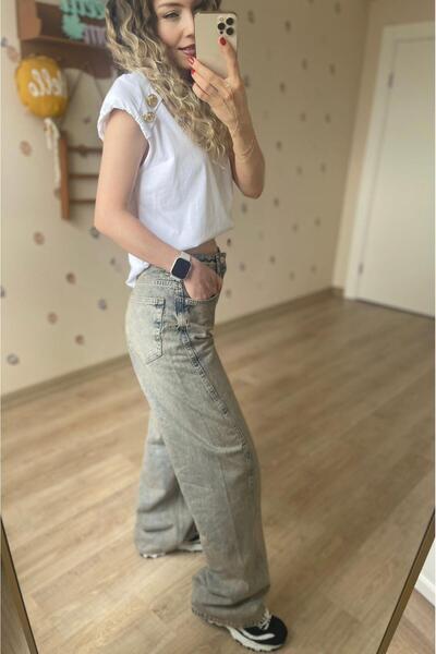 Chinozetti And Mom BEJ ESKİTMELİ DİKİŞ DETAYLI BAGGY JEAN