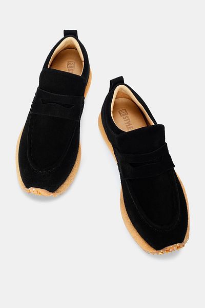 Bestyle Adidași Troy unisex negru din piele de căprioară