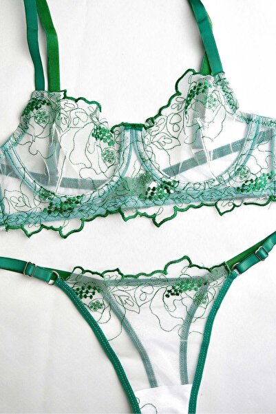 arona lingerie Set sutien cu sârmă Set lenjerie intima din dantelă inimă roșie