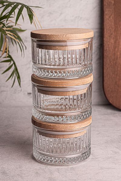 Snippy Bella Soft 3-Piece Glass Breakfast Vacuumed Snack Bowl with Lid - 235 ml