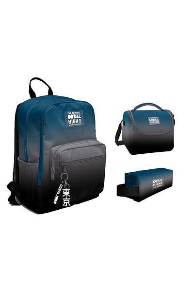 Yaygan Coral High 23642 - Set of 3 Including Primary School Backpack and Lunchbag, Pencil Case
