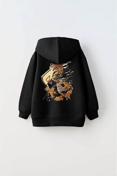 The Champ Clothing Детски суитшърт унисекс с качулка и принт с баскетболен принт