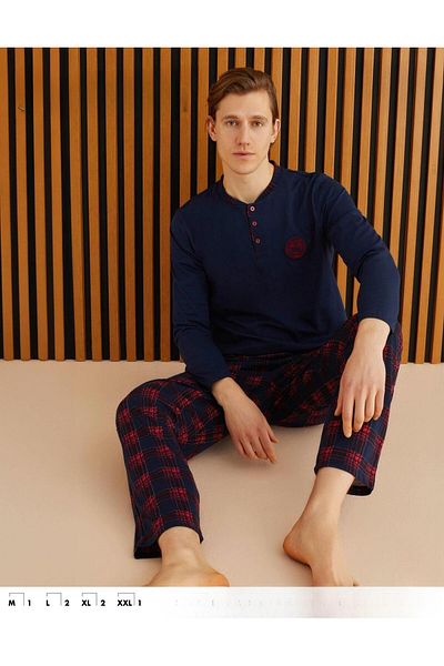Pijamoni Ανδρικό σετ πιτζάμα μονό ζέρσεϊ μακρυμάνικο - 6300 / 2 - 1 τεμάχιο
