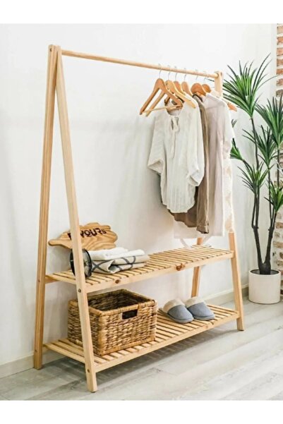 PreArt Ahşap Ayaklı Elbise Askısı Portmanto Kıyafet Konfeksiyon Askılık Dolap