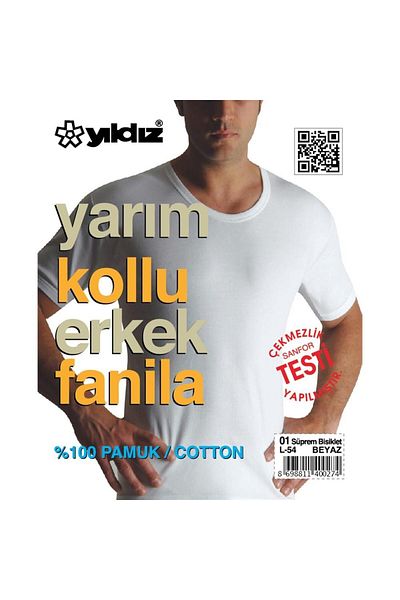 YILDIZ 01 Μοντέλο Μονό Ανδρικό Βαμβακερό Σετ εσώρουχο 3 τεμαχίων - Crew Neck