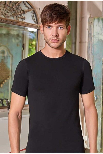 Berrak *****Clear, 3 Pack Men's Modal Lycra O Neck Short Sleeve Undershirt Undershirt
