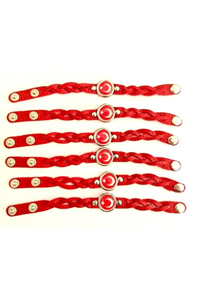 şahane parti Türk Bayraklı Örgü Bileklik 6 Adet