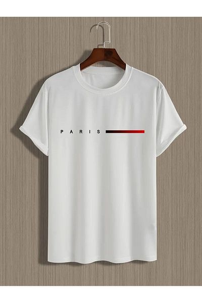SUNFREE Μπλουζάκι με λευκή στάμπα Paris Short Stripe Oversize - Crew Neck
