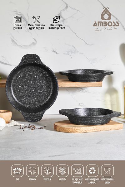Amboss Odin 3 Piece Granite Coated Pan Set - Fireproof and Non-Stick