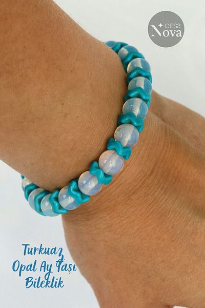 CessNova Turquoise Opal Moon Stone - Certified Natural Stone Bracelet